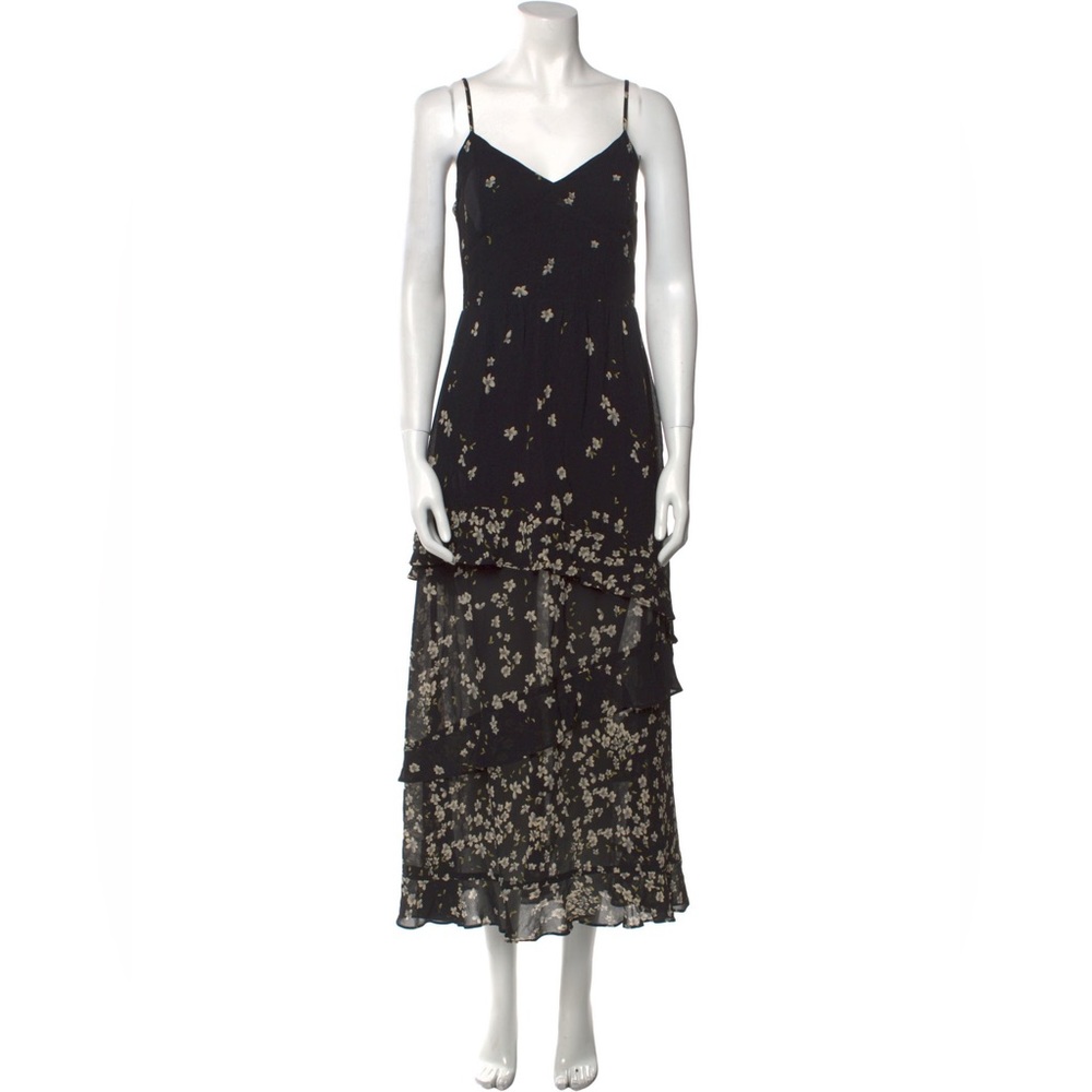 Reformation Long Black floral dress